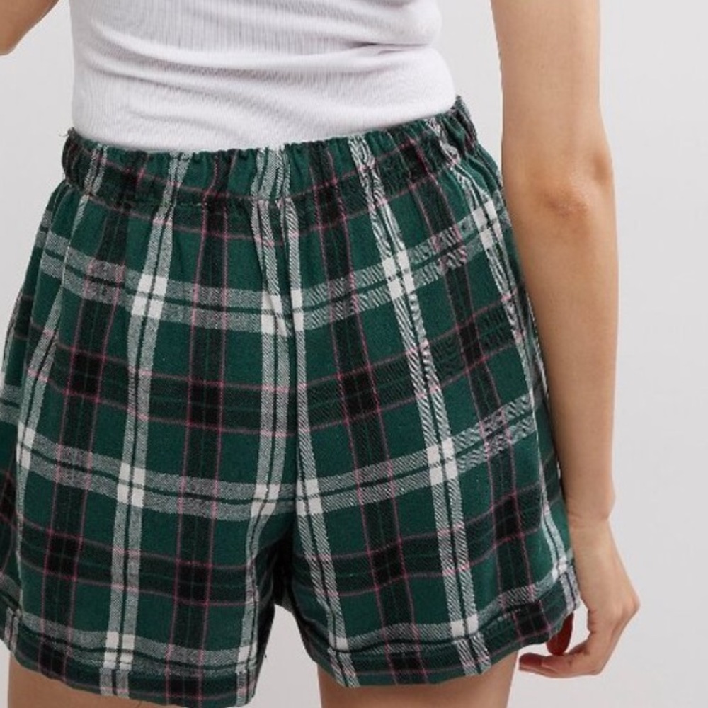 Free People Green Plaid Button-Front Shorts - Picture 4 of 5